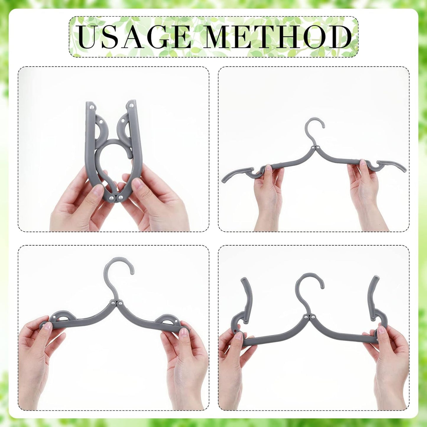 12 Pieces Folding Travel Hangers Foldable with Clips Portable Collapsible Coat Hanger Travel Drying Rack for Clothes, Gray