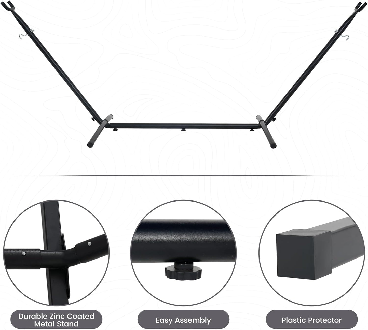 Lazy Daze Hammocks Double Hammock with 9ft Space-Saving Steel Stand Includes Portable Carrying Case, 450 Pounds Capacity (Dark Grey)