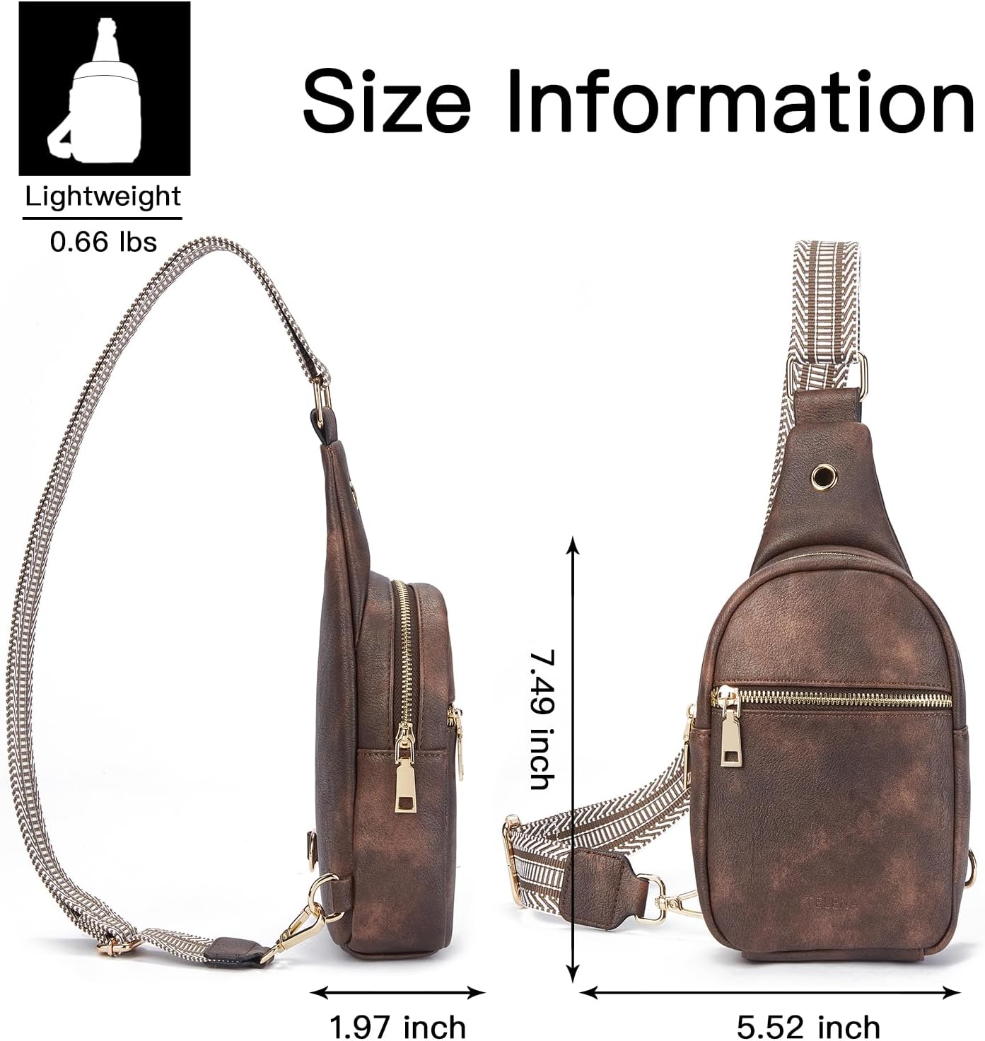 Telena Small Sling Bag for Women Leather Crossbody Fanny Packs Chest Bag for Women