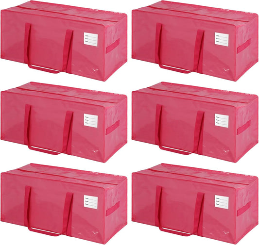 6 Pack Heavy Duty Extra Large Moving Bags with Handles,Waterproof Foldable Storage Totes, Clothing Storage Bags, Packing Moving Boxes for College Supplies, Pink