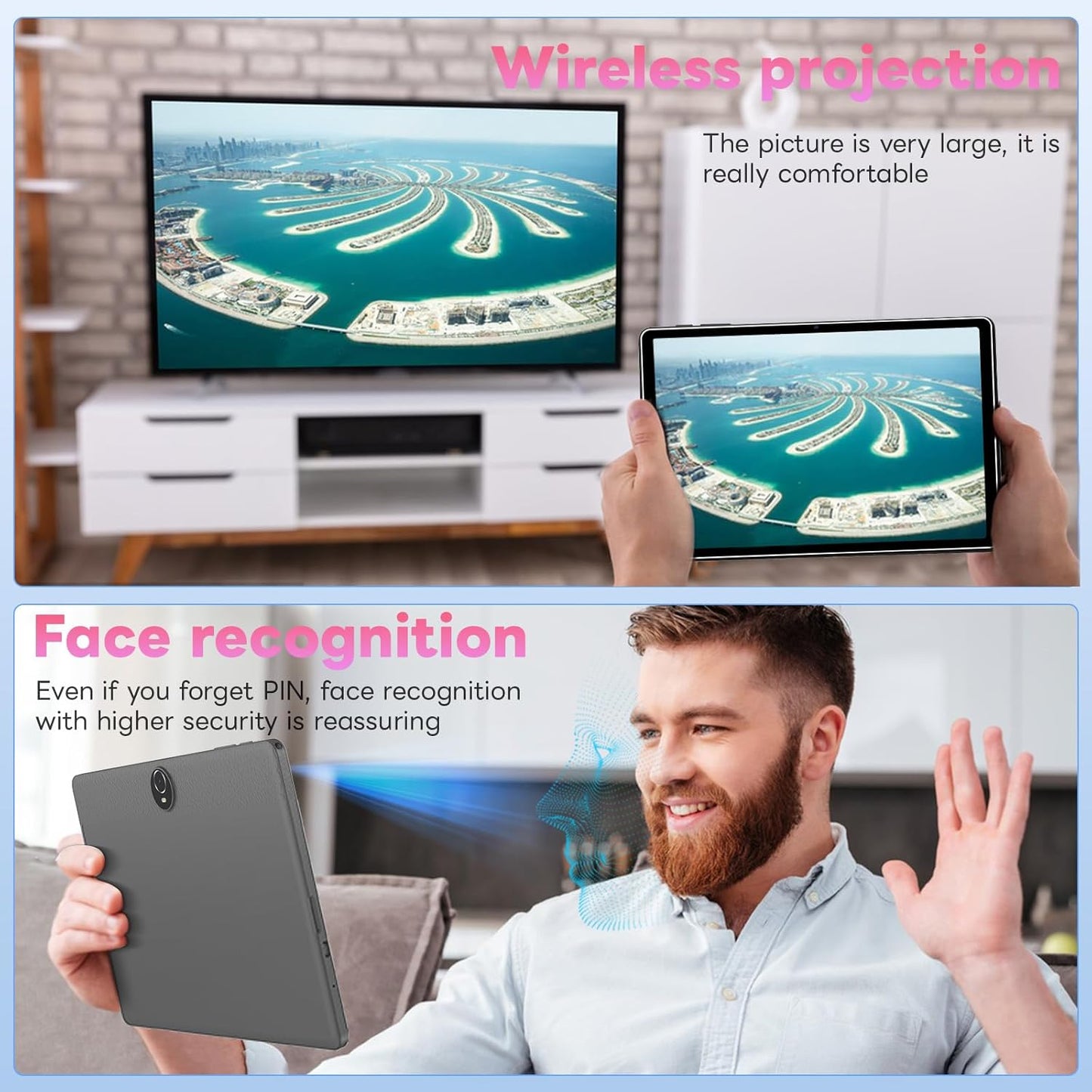 11" Tablet, Android 14 with Octa-core Processor, 12GB+128GB, 1TB Expandtion, 8000mAh Battery, IPS Large Display, BT5.0, 2.4G/5GHz WiFi Tablets (Black)