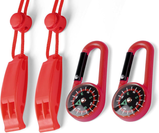 2-Pack Whistle Emergency Safety with Lanyards - High Decibel Survival Whistle for Life Jackets, Boating, Kayaking, Hiking, Hunting & Rescue
