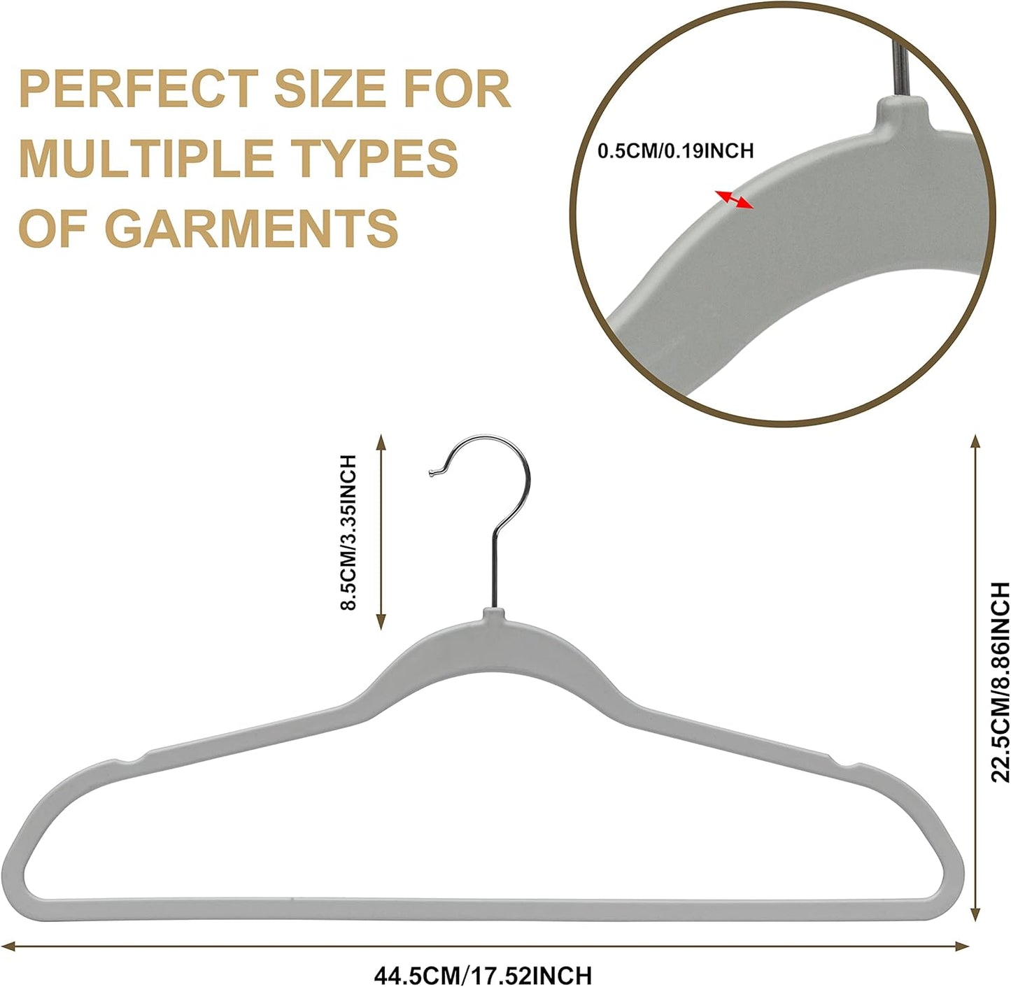 Quality Hangers Clothes 200 Pack - Non-Velvet Plastic for -Heavy Duty Coat Hanger Set -Space-Saving Closet with Chrome Swivel Hook, Functional Non-Flocked Hangers, Black, 17.5'' (PL020/ctn)