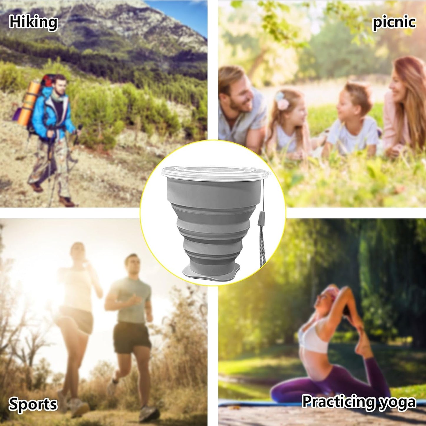 200ML Collapsible Cup - Silicone Foldable Cup-Expandable Folding Drinking Cup -Reusable Portable Mugs Cup For Travel, Camping, Hiking, Holiday Vacation, Outdoor Sports