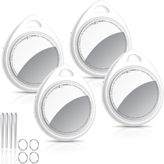 Air Tracker Tags-4 Pack, 5.3 Bluetooth Tracker Work with Apple Find My (iOS Only), 100dB Sound Finder, Smart Tags with Keychain/Lanyard, Item Finder for Luggage/Key/Suitcase, Replaceable Battery.