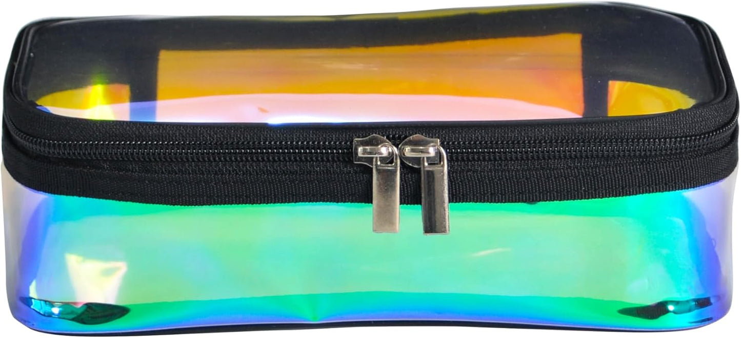 Iridescent TPU Travel Cosmetic Makeup Bag Holographic Clear Makeup Kit Organizer Pouch Waterproof Toiletry Organizer Case