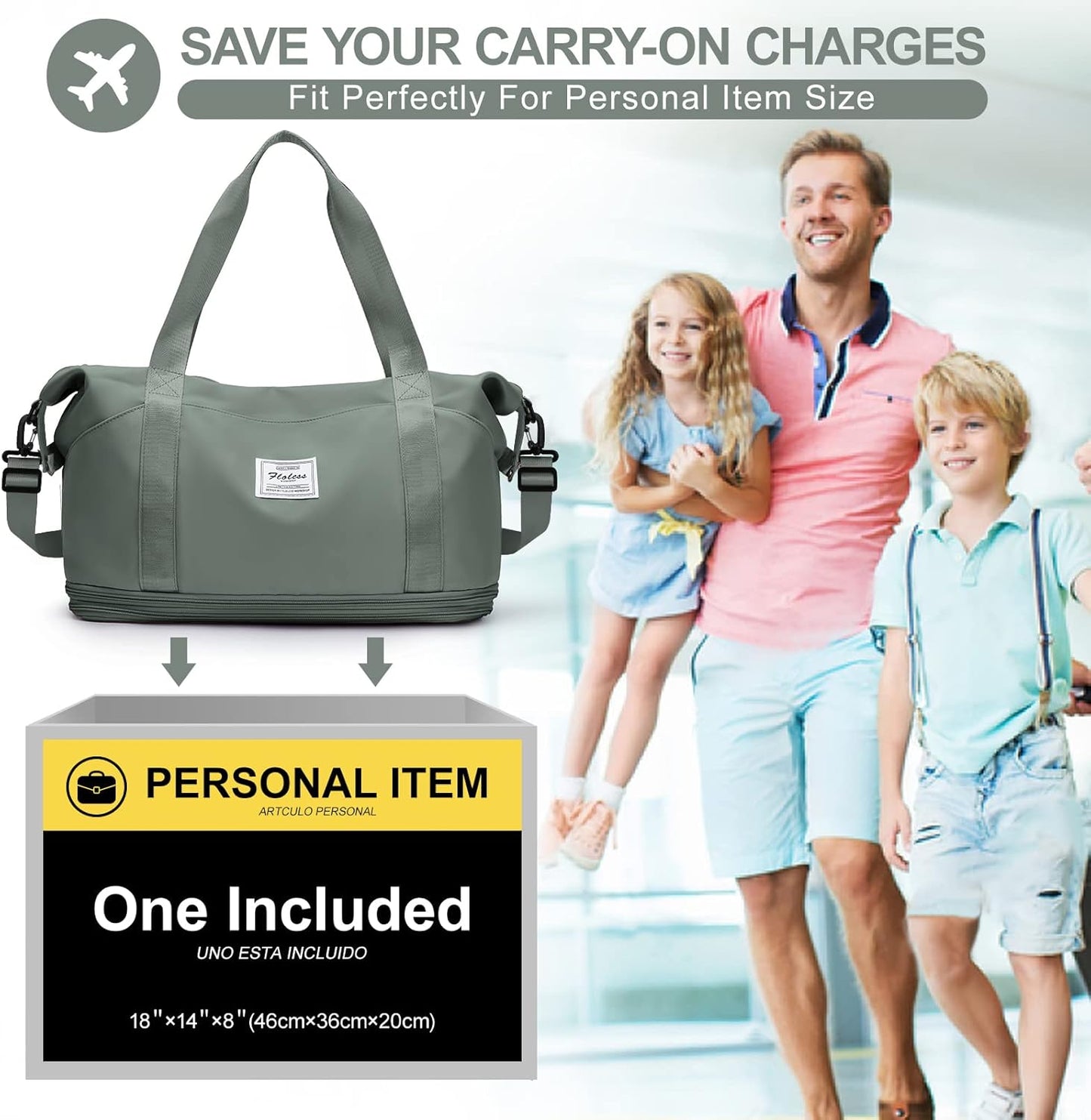 Travel Duffel Bag, Sports Tote Gym Bag, Shoulder Weekender Overnight Bag for Women