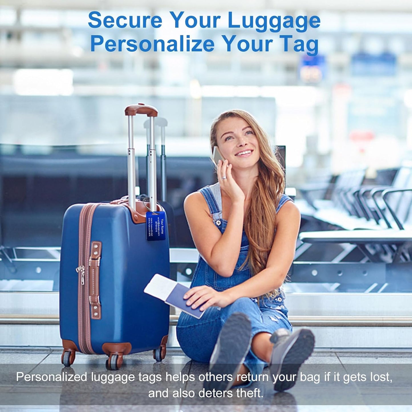 Stainless Steel Personalized Luggage Tags for Suitcases - Custom Name ID Travel Tags for Luggage, Backpacks and Bags - Metal Travel Essentials Accessories for Kids, Women and Men - Bulk Set (2 Pack)