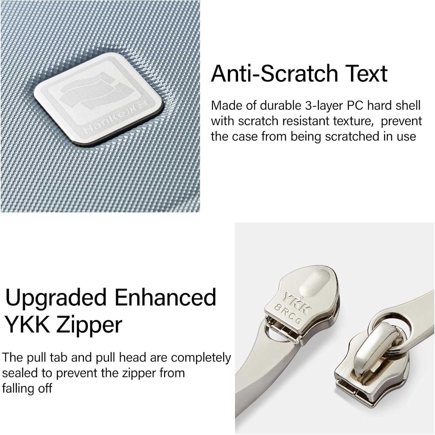 Hanke Top Opening Carry On Luggage, 20 Inch Zipperless Aluminum Frame Wide Handle Luggage, All-PC Hard Shell Trunk Suitcase with Spinner Wheels, TSA Airline Approved (Grey, 40L)