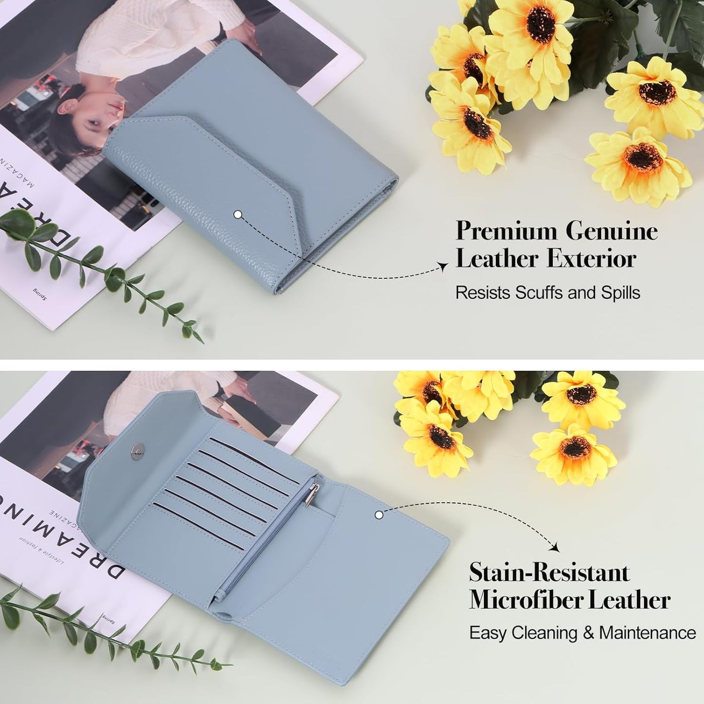 Leather Passport Holder for Travel,Passport Book Holder,Rfid Blocking Travel Wallet Protect Your Card Security,Travel Document Organizer for Men Women,Airport Essentials Gift (Blue)