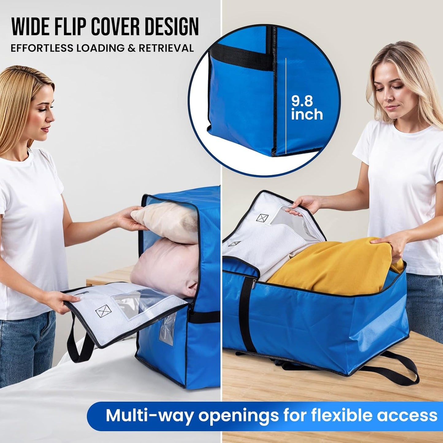 TAILI 4 Pack Blue Moving Bags w/Adjustable Backpack Straps, Moving Supplies, Moving Boxes Alternative, Heavy Duty Storage Totes for College Packing, Camping Backpack for Travel, Dorm, Laundry