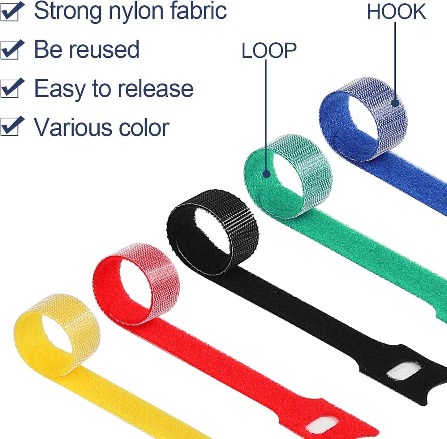 120PCS 6 Inch Cable Ties Reusable Multi-Purpose Wire Ties Cord Organizer Adjustable Cable Management 5 Colors