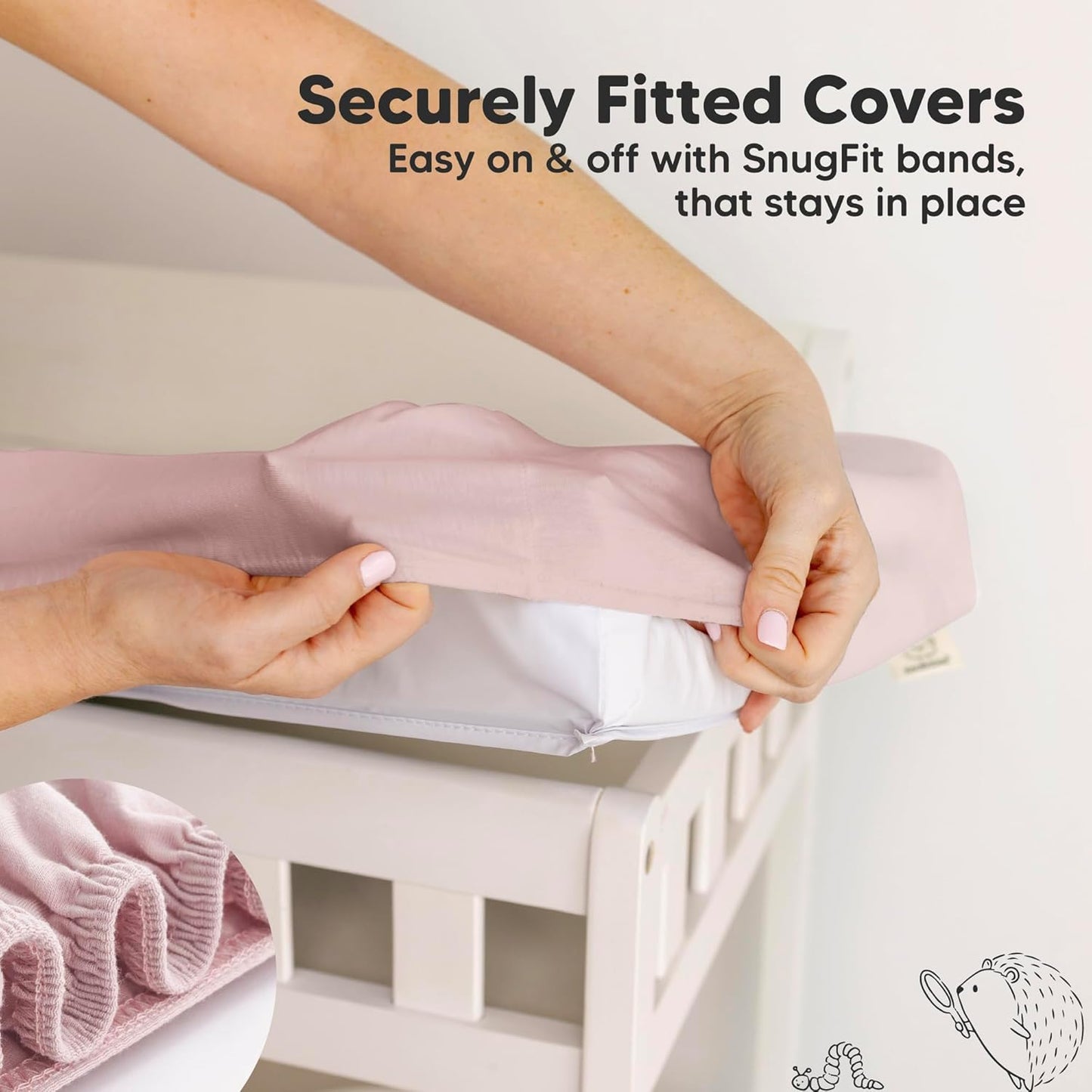 2-Pack Baby Changing Pad Covers for Girl, Boy, Neutral - Soft Viscose Derived from Bamboo Changing Table Pad Cover Sheets, Baby Nursery Diaper Changing Pad Cover, Contour Changing Pad Liner (Pastel)