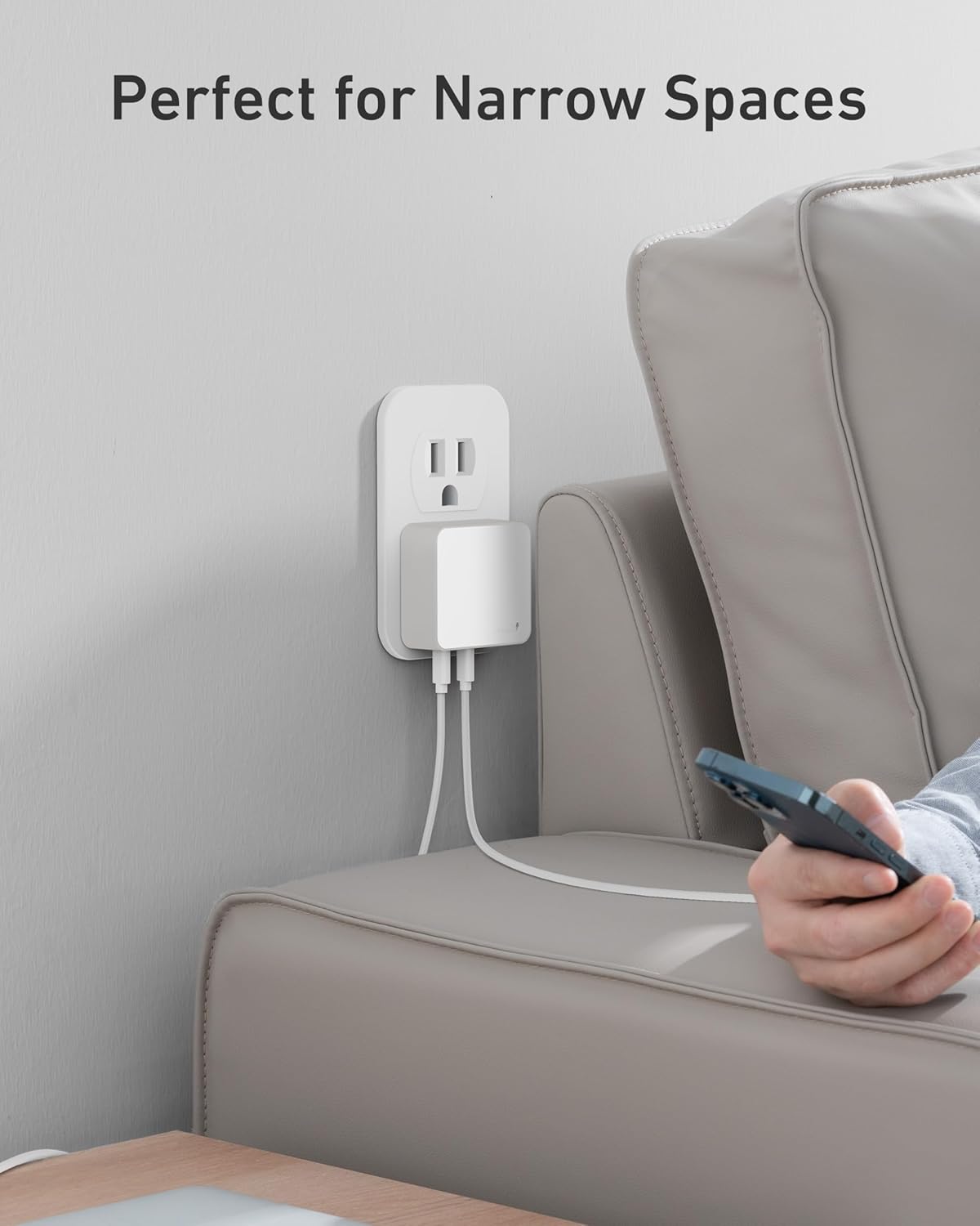 Nekmit 100W Flat USB C Charger Block, 3-Port GaN Fast Wall Charger, USB C Wall Plug for MacBook Pro/Air, iPad, iPhone, Galaxy and More (White, 100W)