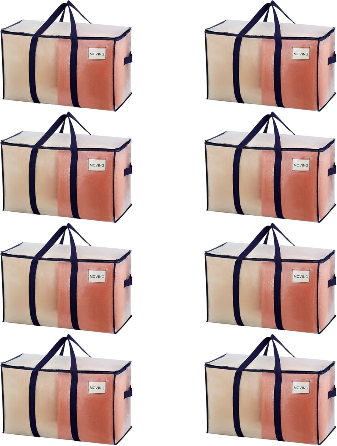 VENO 8 Pack Moving Bags, Heavy Duty, Moving Boxes Alternative, Packing Storage Supplies for Dorm Room Essentials with Zipper for Clothes, Extra Large Totes for Packaging (Clear, 8 Pack)