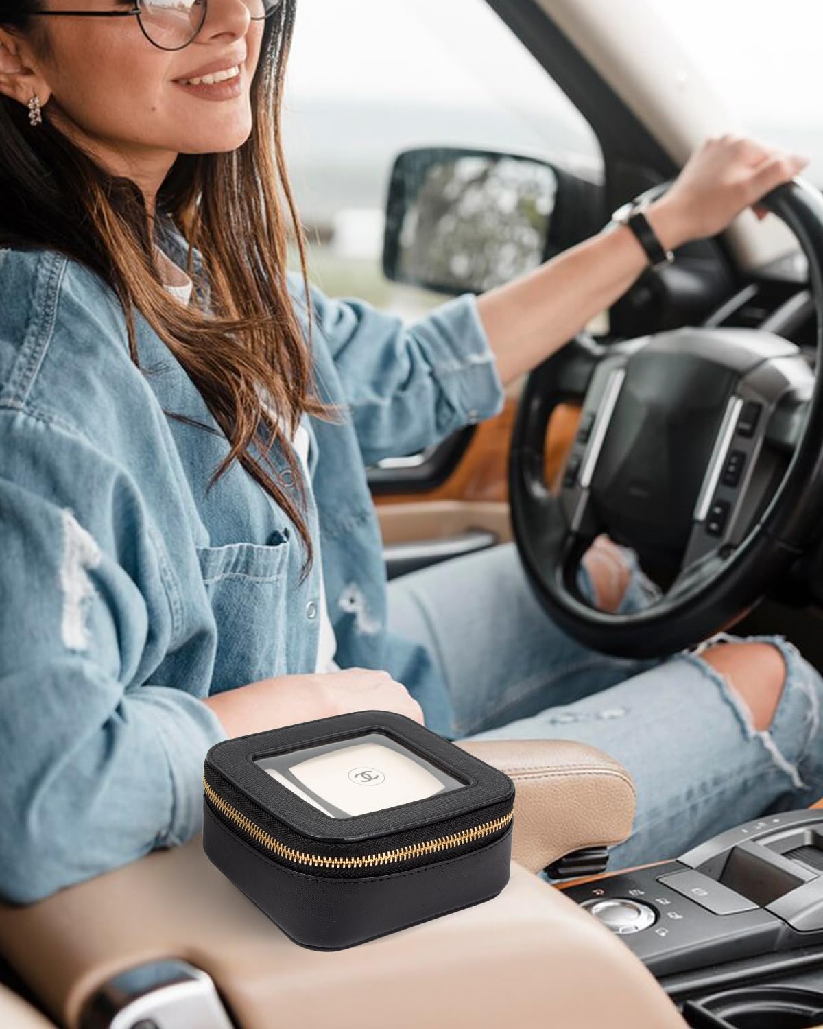 LETGO Clear Makeup Bags Small, Small Makeup Bag for Purse,Mini Clear Makeup Pouch Purse Organizer Fit Carry-on Travel Essentials,Cute Cosmetic Bags Car Accessories for Women (Mini-Black)