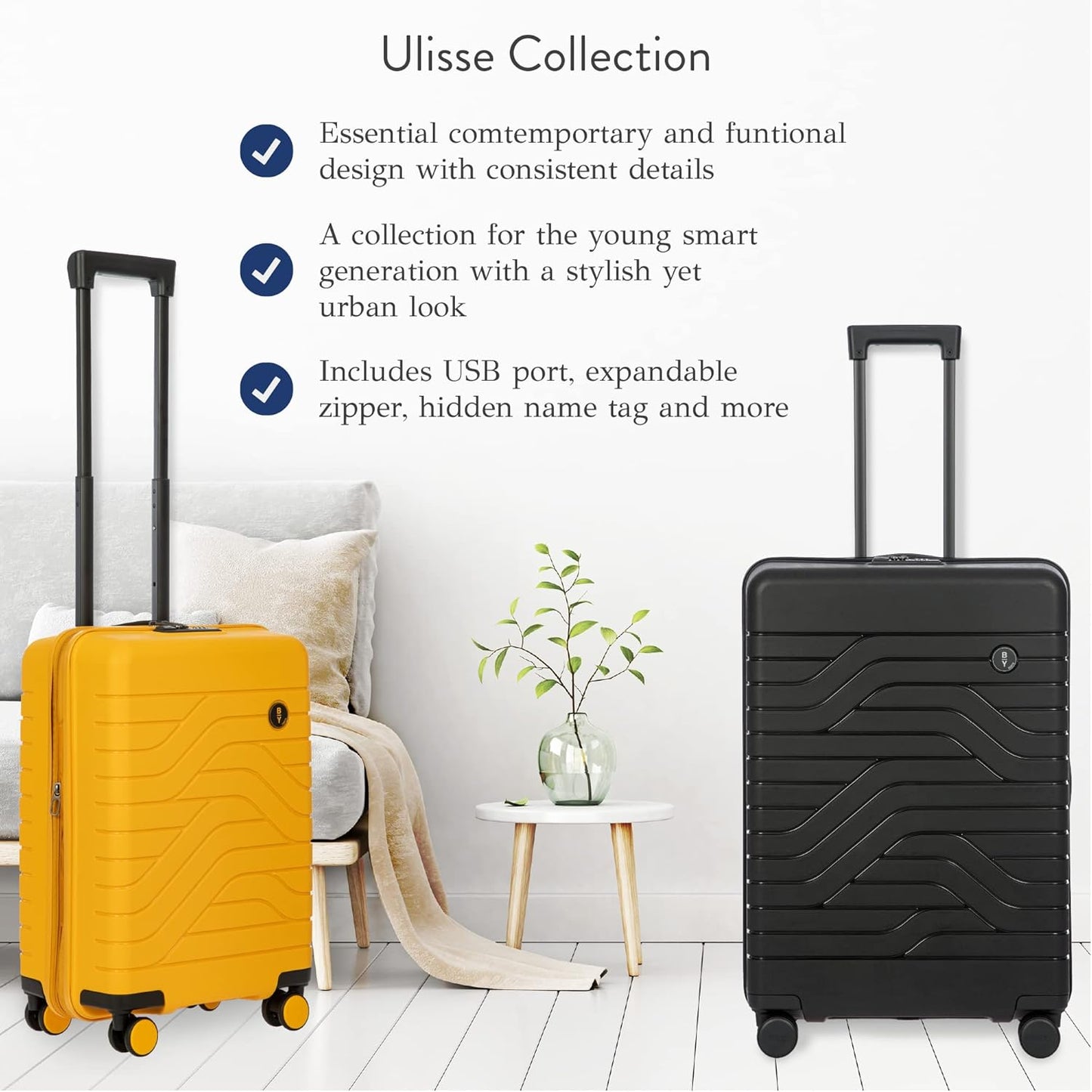 Bric's B|Y Ulisse Spinner Suitcase, Expandable Hard Shell Luggage with TSA Lock and Smooth 360° Wheels 28" – Black