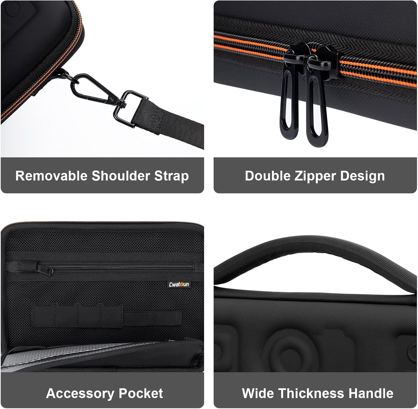 Cwatcun Action Camera Carrying Case for GoPro Hero/DJI Osmo Pocket 3/Action, Waterproof Carrying Case Shoulder Bag, Travel Case for Most Action Camera and Accessories