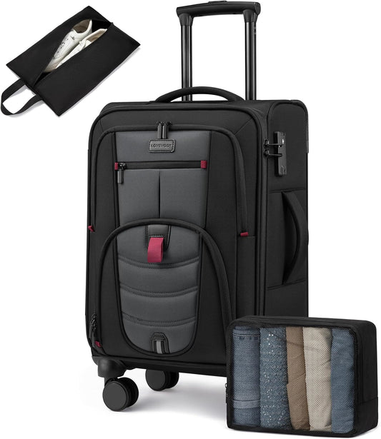 Carry On Luggage 22x14x9 Airline Approved, 22-Inch Suitcases with Spinner Wheels, Softside Carry-on Luggage with TSA Lock for Men Women Business Trip, Lightweight Large Capacity Luggage for Travel