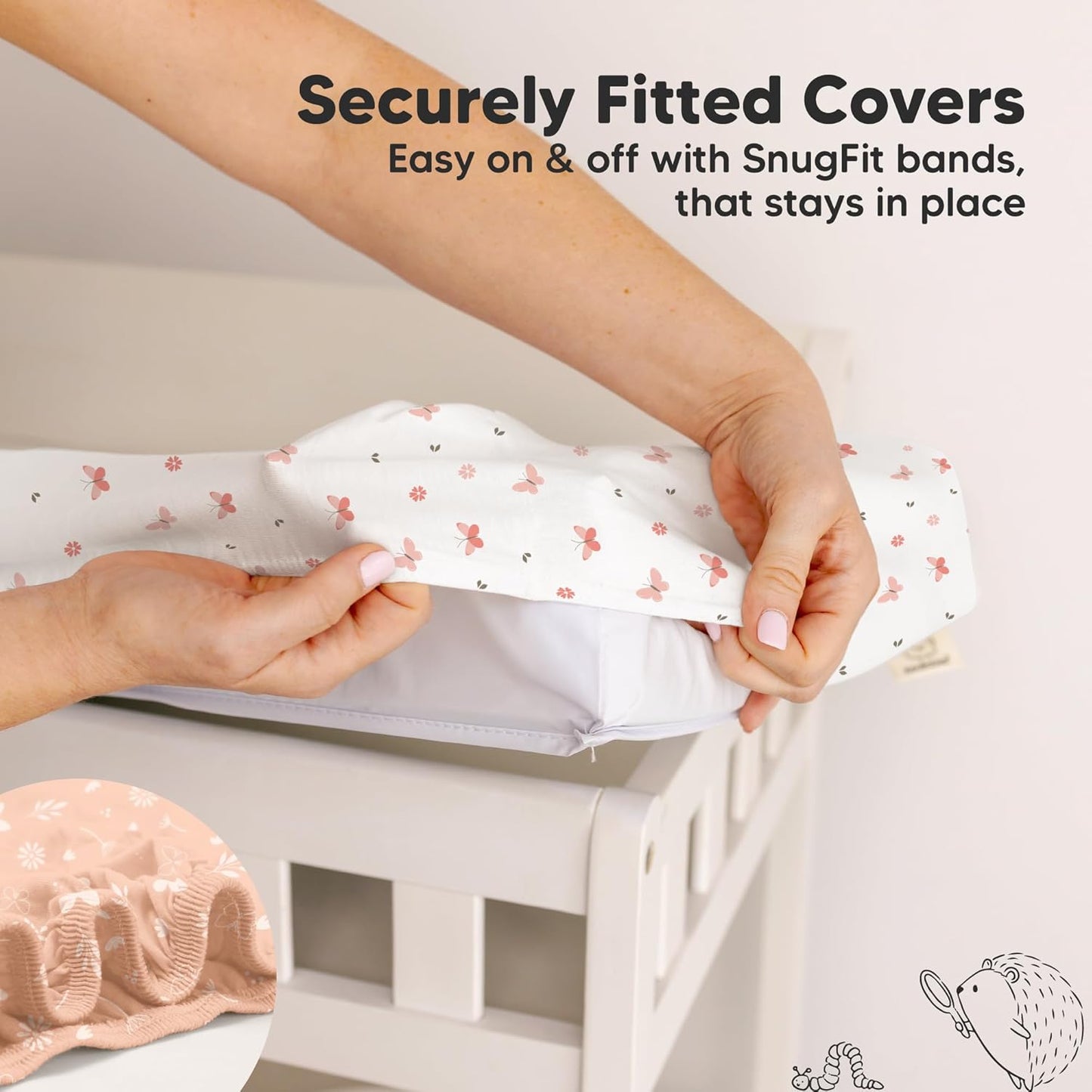 2-Pack Baby Changing Pad Covers for Girl, Boy,Neutral - Soft Viscose Derived from Bamboo Changing Table Pad Cover Sheets,Baby Nursery Diaper Changing Pad Cover,Contour Changing Pad Liner (Butterflies)