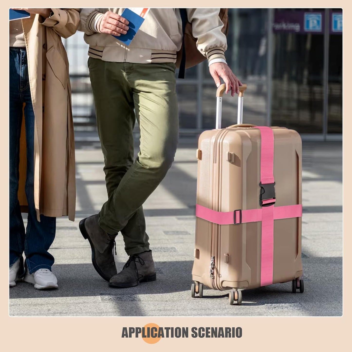 BILIONE Luggage Straps, 79" Long Belts Keep Suitcase Secure While Traveling, TSA Approved Add a Bag Premium Accessory for Travel Bag Closure (Pink, 4Pcs)