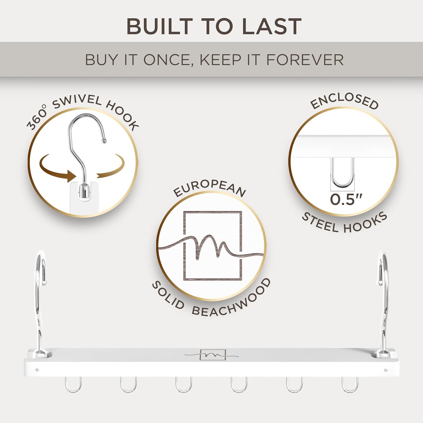 MORALVE Space Saving Hangers for Closet – 4 Pack European Beechwood 6-Tier Shirt Organizer with 360° Swivel Hook – Collapsible Clothes Hanger for Closet Organization (Hangers Not Included)