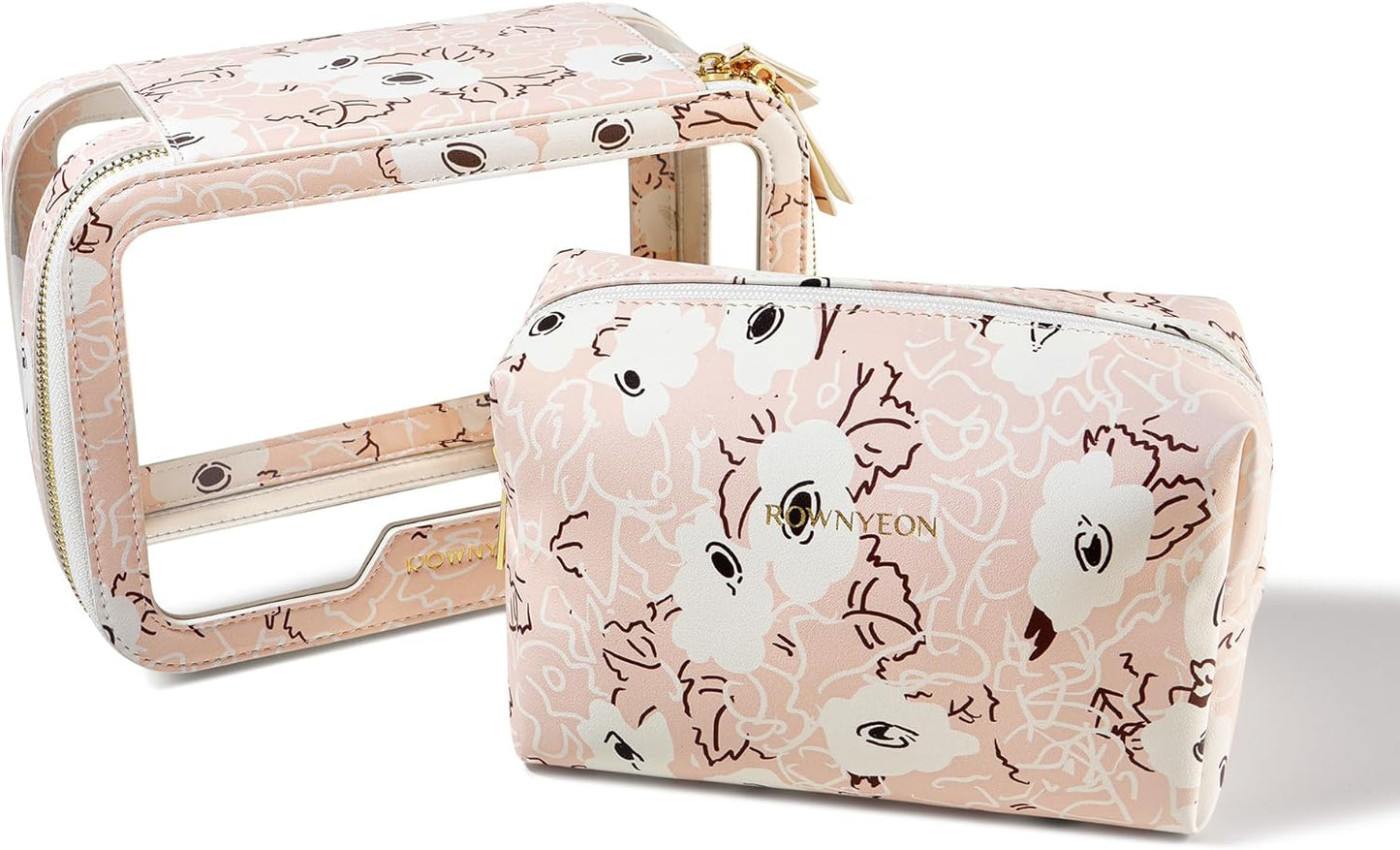 ROWNYEON Clear Makeup Case Toiletry Bag Multipurpose Travel Makeup Train Case Portable Cosmetic Organizer Transparent Storage Bag