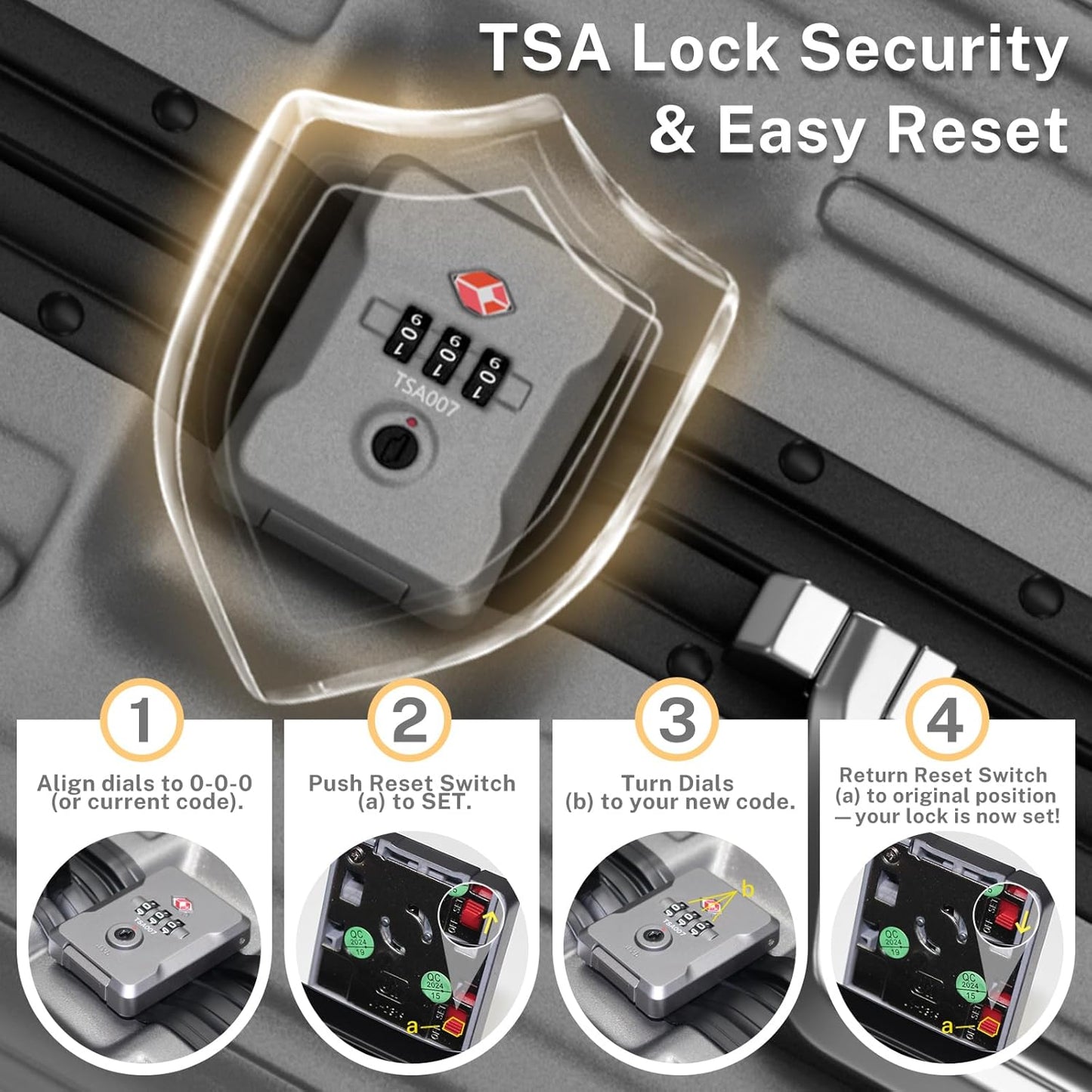 Krute Luggage 28 Inch Aluminum Frame Luggages TSA Lock No Zipper Checked Suitcase with Spinner Wheels PC+ABS Hardshell Lightweight Large Suitcases