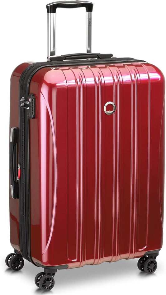 DELSEY PARIS Helium Aero Hardside Expandable Luggage with Spinner Wheels, Brick Red, Checked-Medium 24 Inch