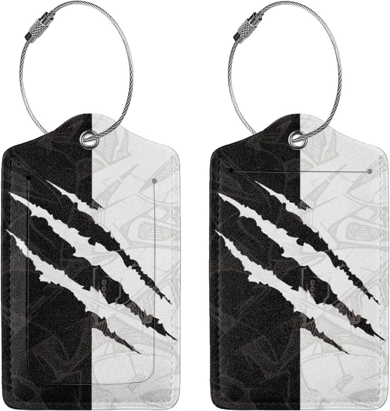 Black Against White Pattern Luggage Tags for Suitcases, Cool Scratches Bag Tags Private Name ID Labels for Travel Baggage Suitcase Lunch Box, Cruise Ships