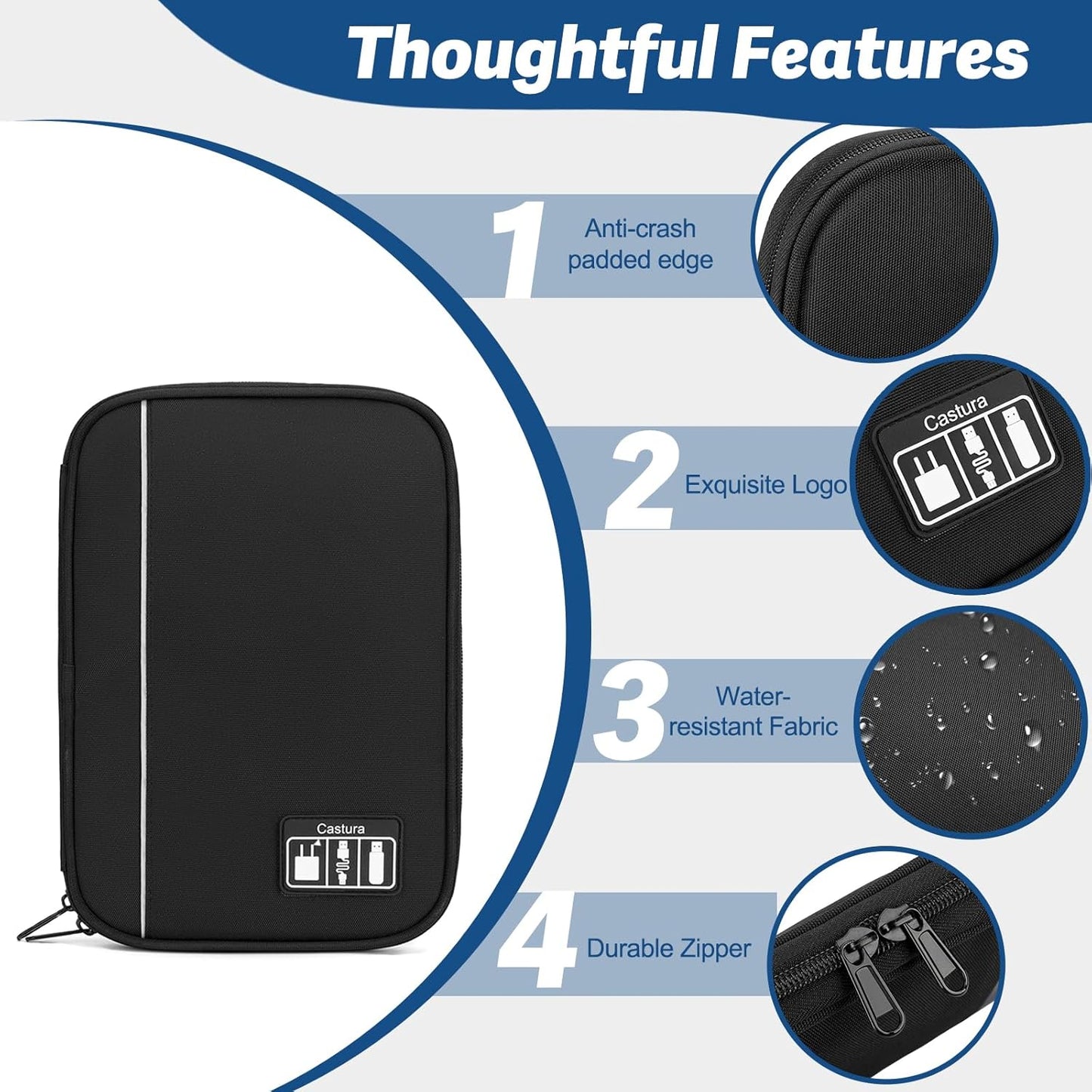 Electronic Organizer Travel Case, All-in-One Portable Cable Organizer Bag for Storage, Cord Organizer Tech Accessories for Cables, Chargers, Power Bank, Flash Drive,SD Card