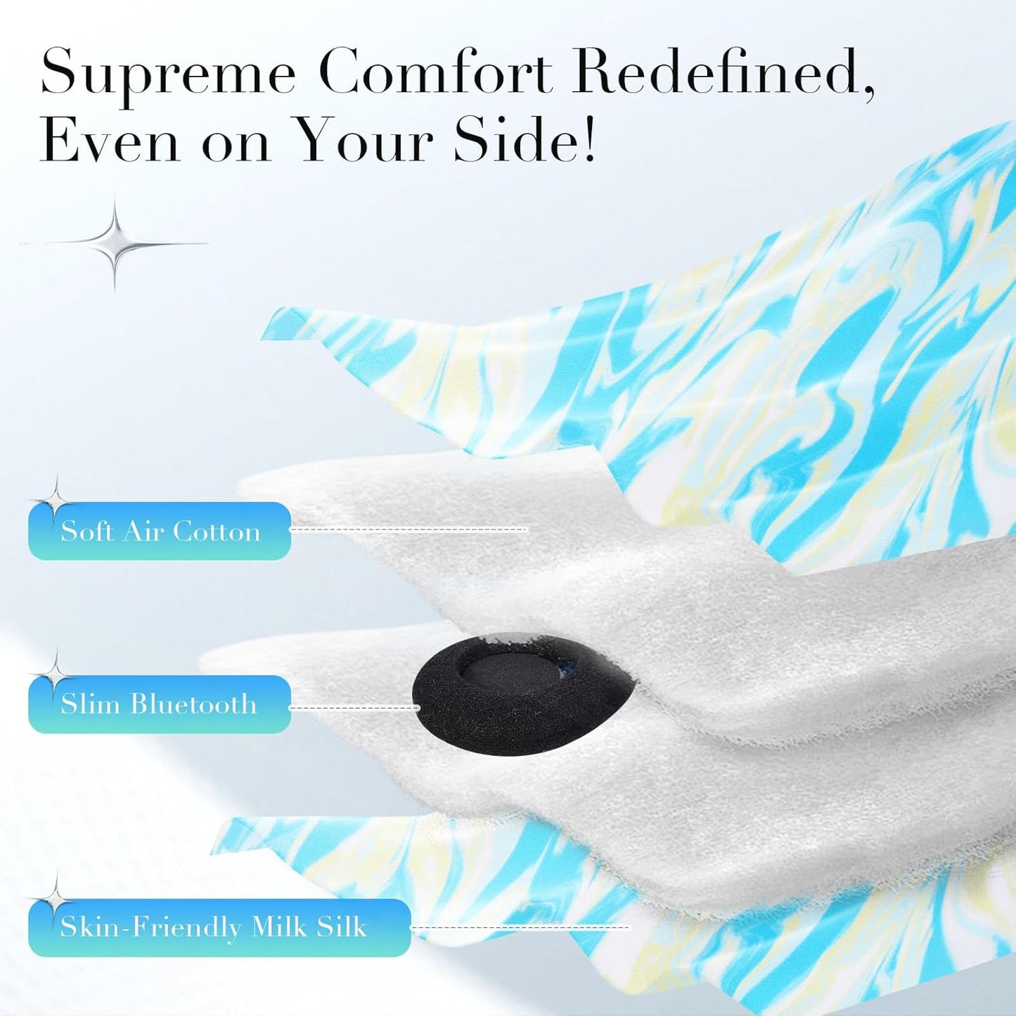 LC-dolida Sleep Mask with Bluetooth Headphones, Extra Large Silk Eye Mask for Sleeping Side Day Sleepers, Sleep Headphones Bluetooth 5.4 for Women Men with Thin Speaker, Blackout, Comfort, Microphone