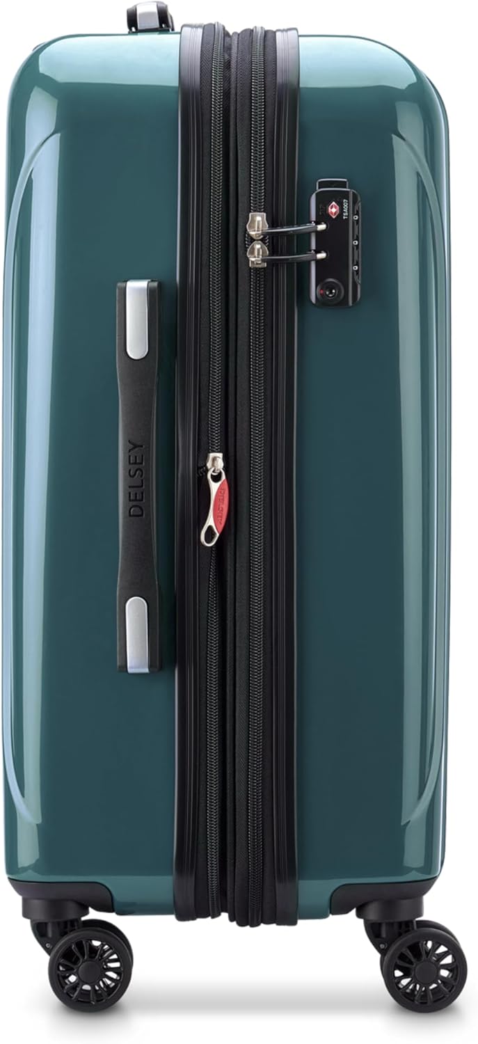 DELSEY PARIS Helium Aero Hardside Expandable Luggage with Spinner Wheels, Metallic Green, Carry-On 21 Inch