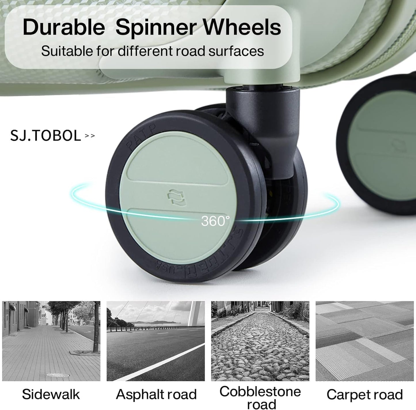 Hanke Luggage Sets 3 piece Carry On Luggage with Wheels PC Hard Shell Suitcases Lightweight Checked Travel Luggage Large Travel Suitcase Woman Men 20/24/29 Inch(Bamboo Green)