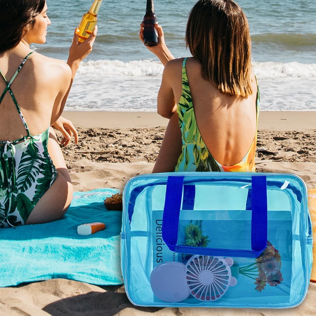 Travel Clear Cosmetic Bag, Toiletry Carry Pouch Makeup Artist Bag, Waterproof Multifunction Toiletry Bag with Zipper Handle Straps, Tote Bag Sky Blue