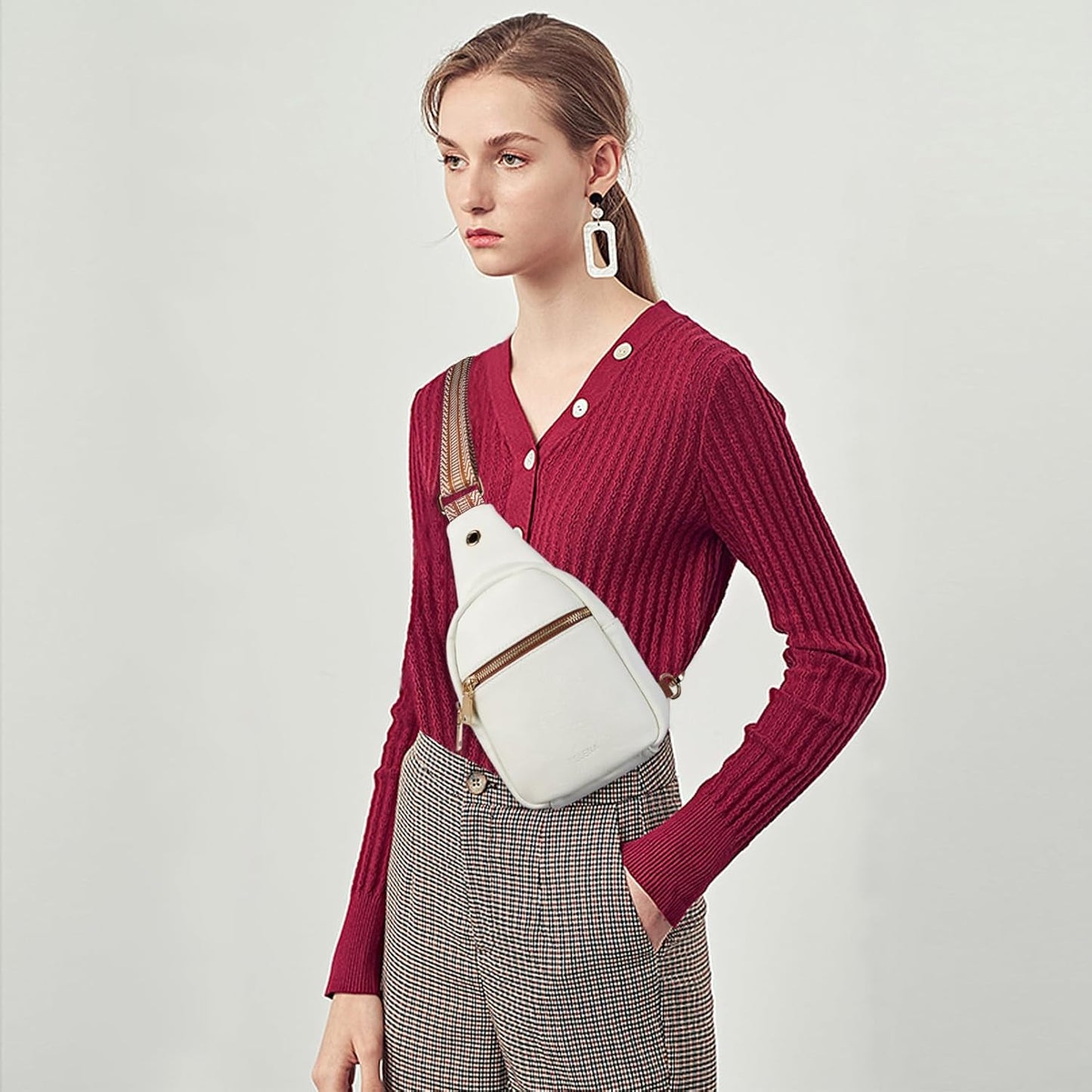 Telena Small Sling Bag for Women Leather Crossbody Fanny Packs Chest Bag for Women