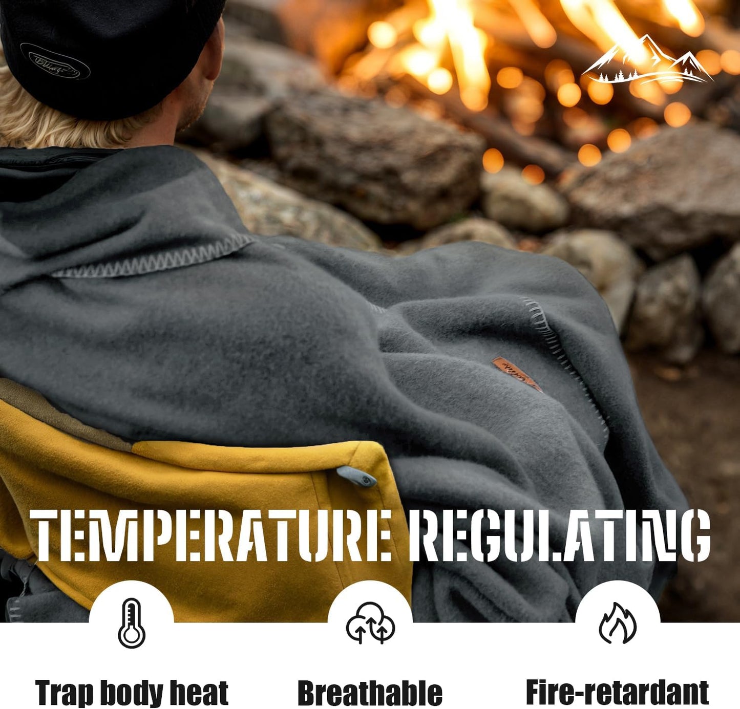 100% Wool Blanket, 62" x 86", Warm, Thick, Washable, Military Wool Blanket, Great for Camping, Outdoors, Sporting Events, Survival Kits