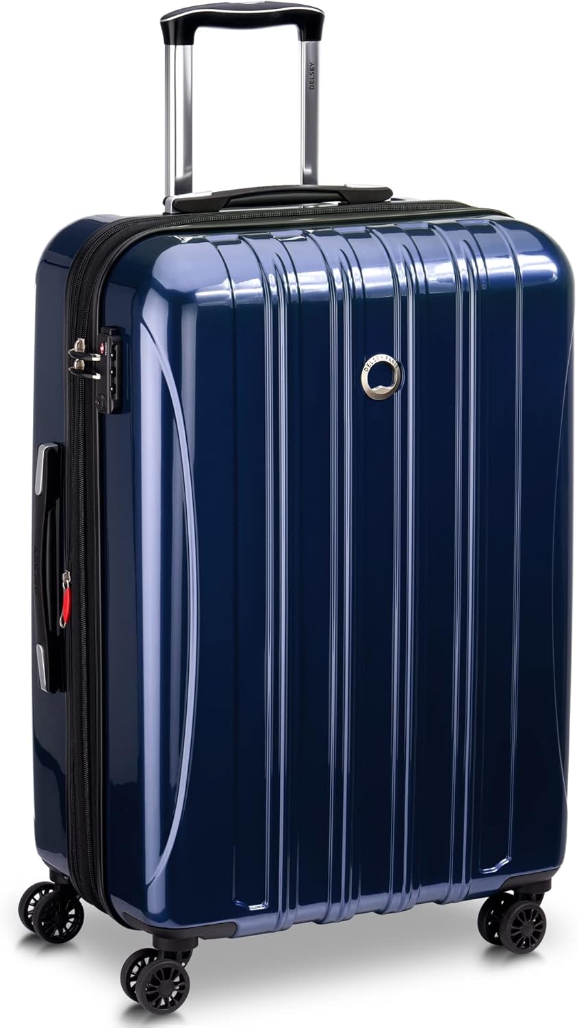 DELSEY PARIS Helium Aero Hardside Expandable Luggage with Spinner Wheels, Blue Cobalt, Checked-Medium 24 Inch