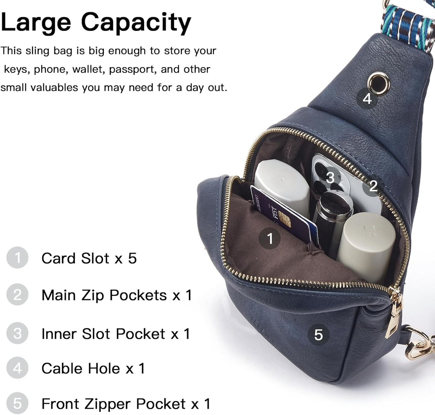 Telena Small Sling Bag for Women Leather Crossbody Fanny Packs Chest Bag for Women