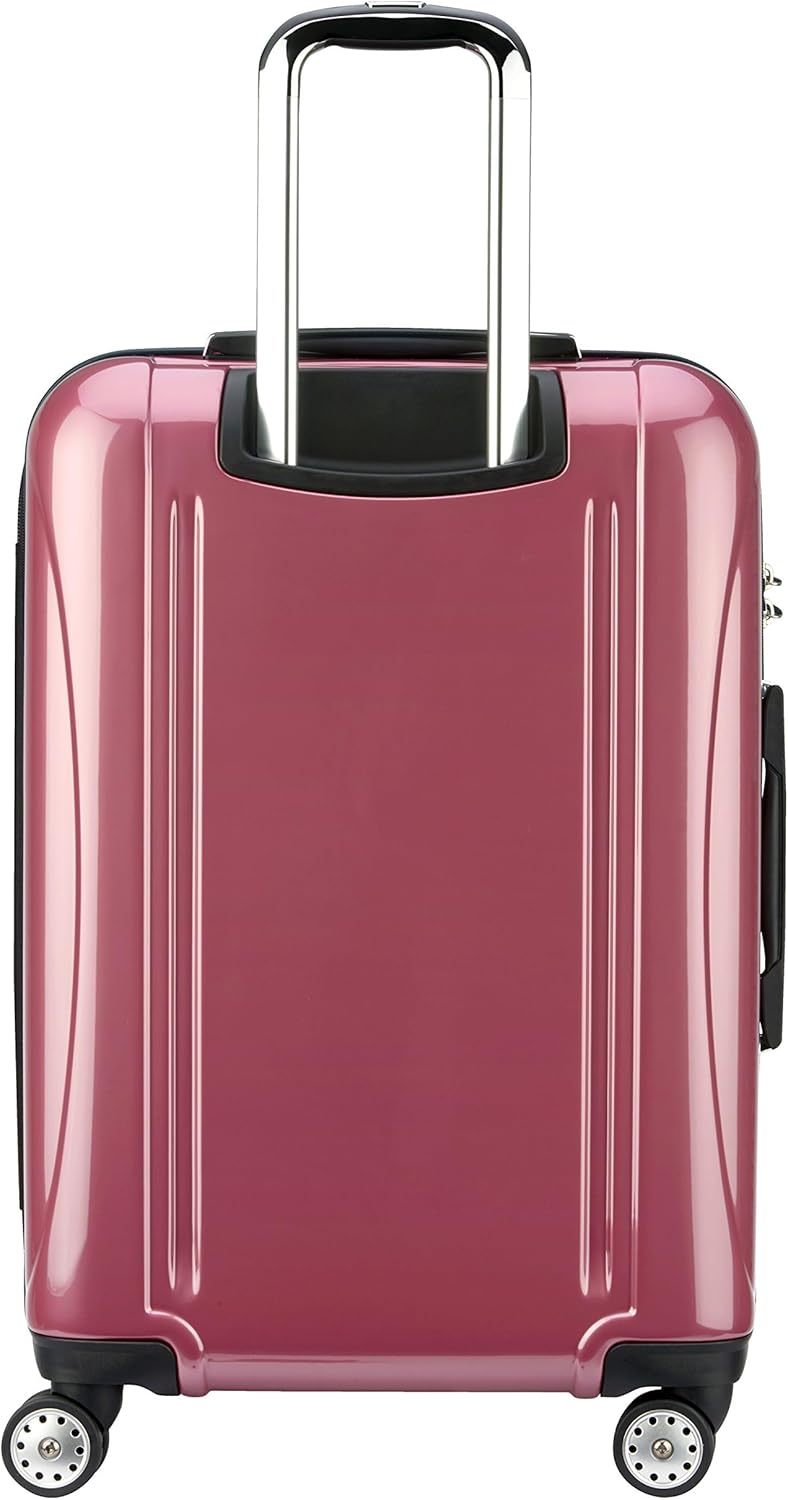 DELSEY PARIS Helium Aero Hardside Expandable Luggage with Spinner Wheels, Peony Pink, Checked-Medium 24 Inch