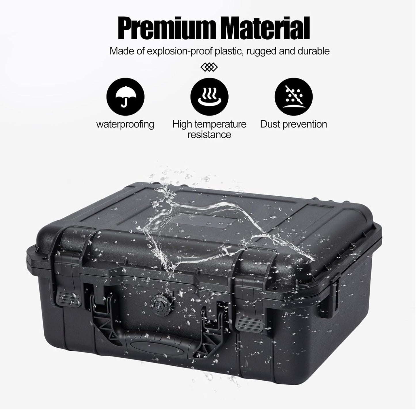 Hard case Waterproof Hard Case with DIY Customizable Foam Insert Portable Protective Case with Knife for Camera Drones Equipments Tools Test Instruments 16.9''x13.7''x7.1''