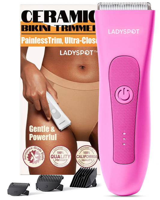 LADYSPOT™ Hair Shaver for Women, Shaving Sets with 3 Gurad and Replaceable Ceramic Blade Heads, No Nick, No Cut, No Razor Burn, Waterproof Wet/Dry, 90 Minutes Shaving (Women-Rosered-Version)