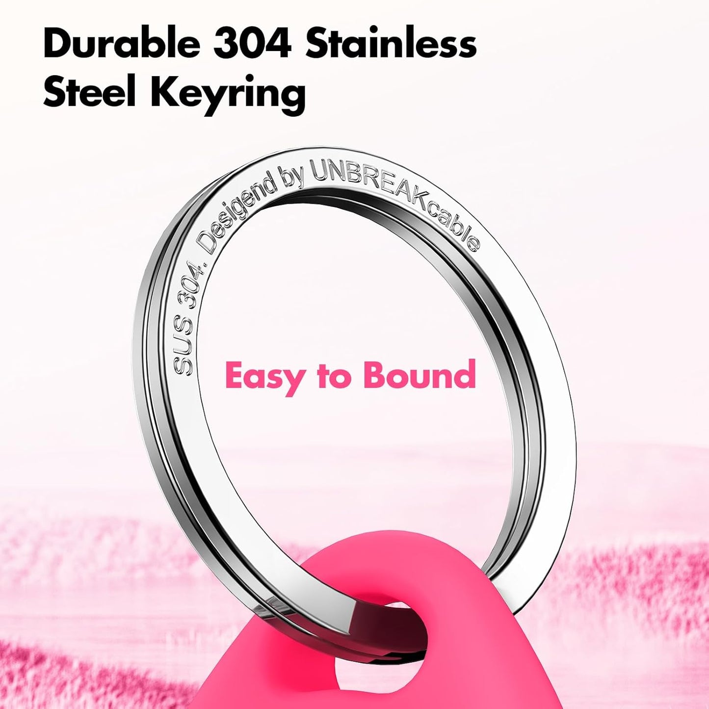 UNBREAKcable 4 Pack Holder for Apple AirTag [Fit Tightly Design] [Hold Air Tag Securely] [Easy to Install] Protective Case Waterproof TPU Shell with 304 Stainless Steel Key Ring Keychain, 4 Color