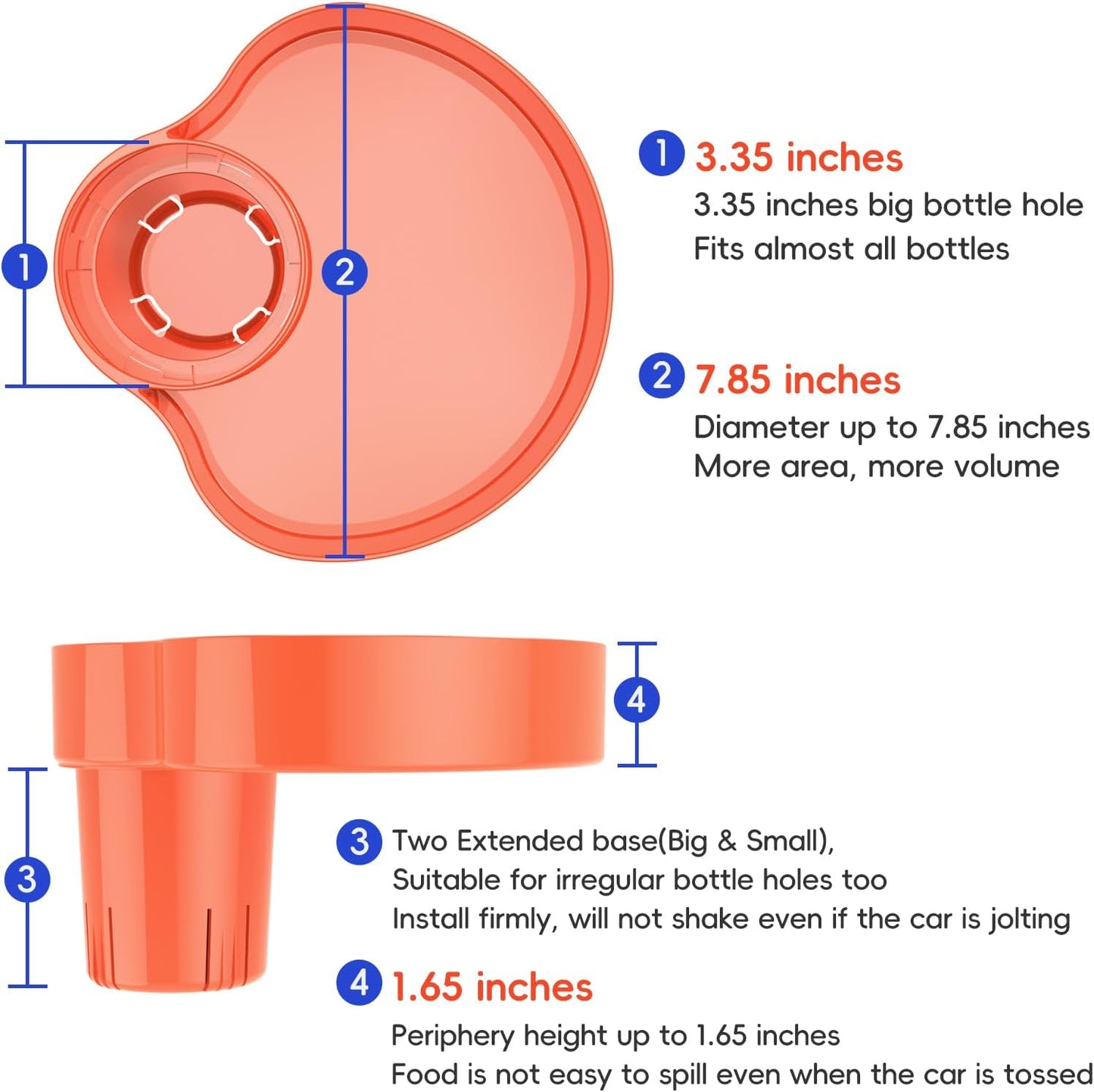 Kids Car Seat Tray, Travel Tray with Cup Holder for Toddler Baby, Kids Car Seat Food Snack Organizer for Road Trip, Stroller snack Organizer Travel Must Haves Toddler Must Haves (Orange)