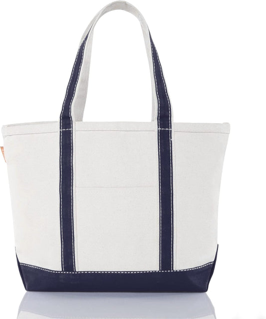 CB STATION Medium Classic Canvas Tote Bag for Women, Top Zipper Closure, Outer Pocket, Daily Essentials, Groceries, Traveling