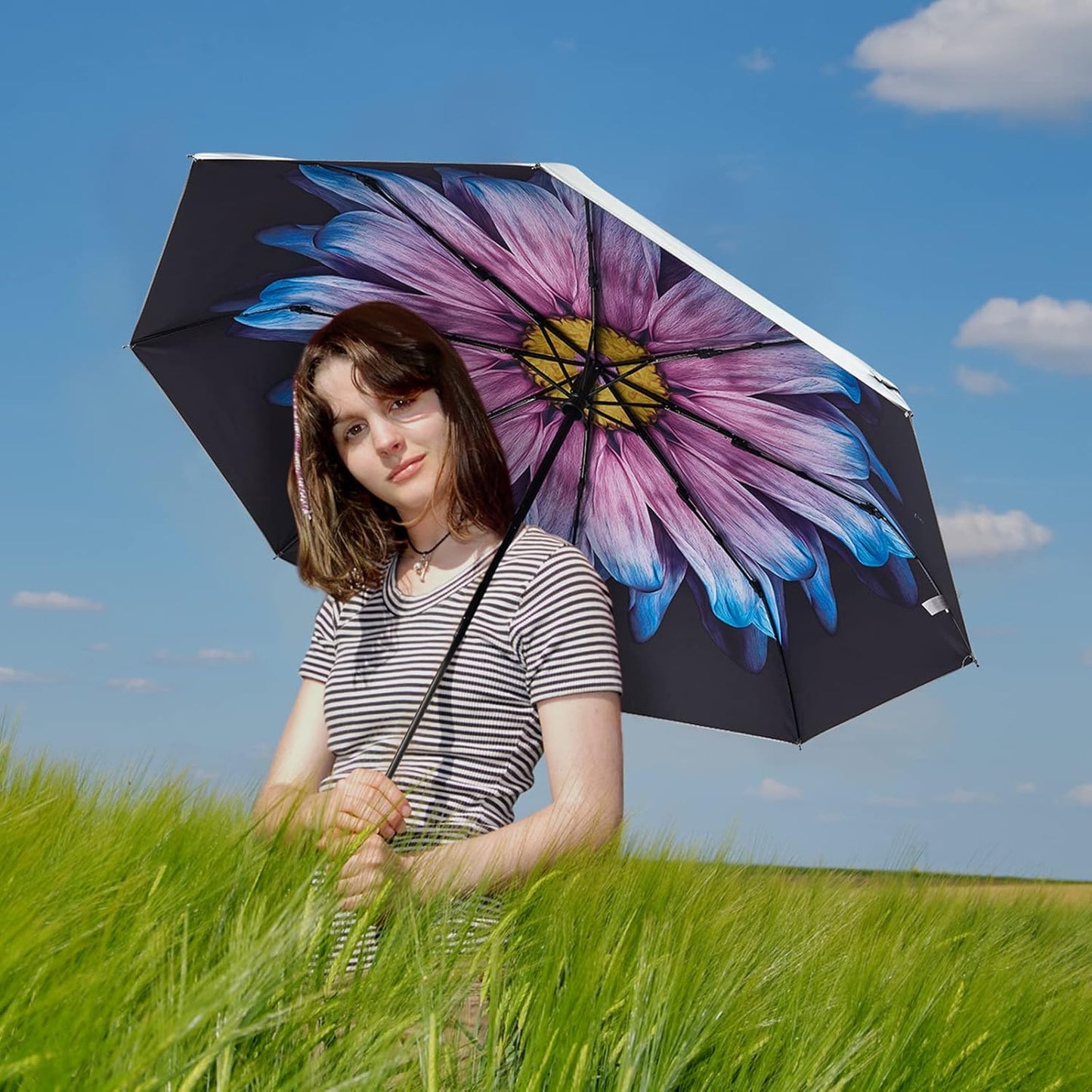 G4Free UPF 50+ UV Protection Large Travel Umbrella 42/46 Inch Auto Open Close Windproof Sun Blocking Umbrella