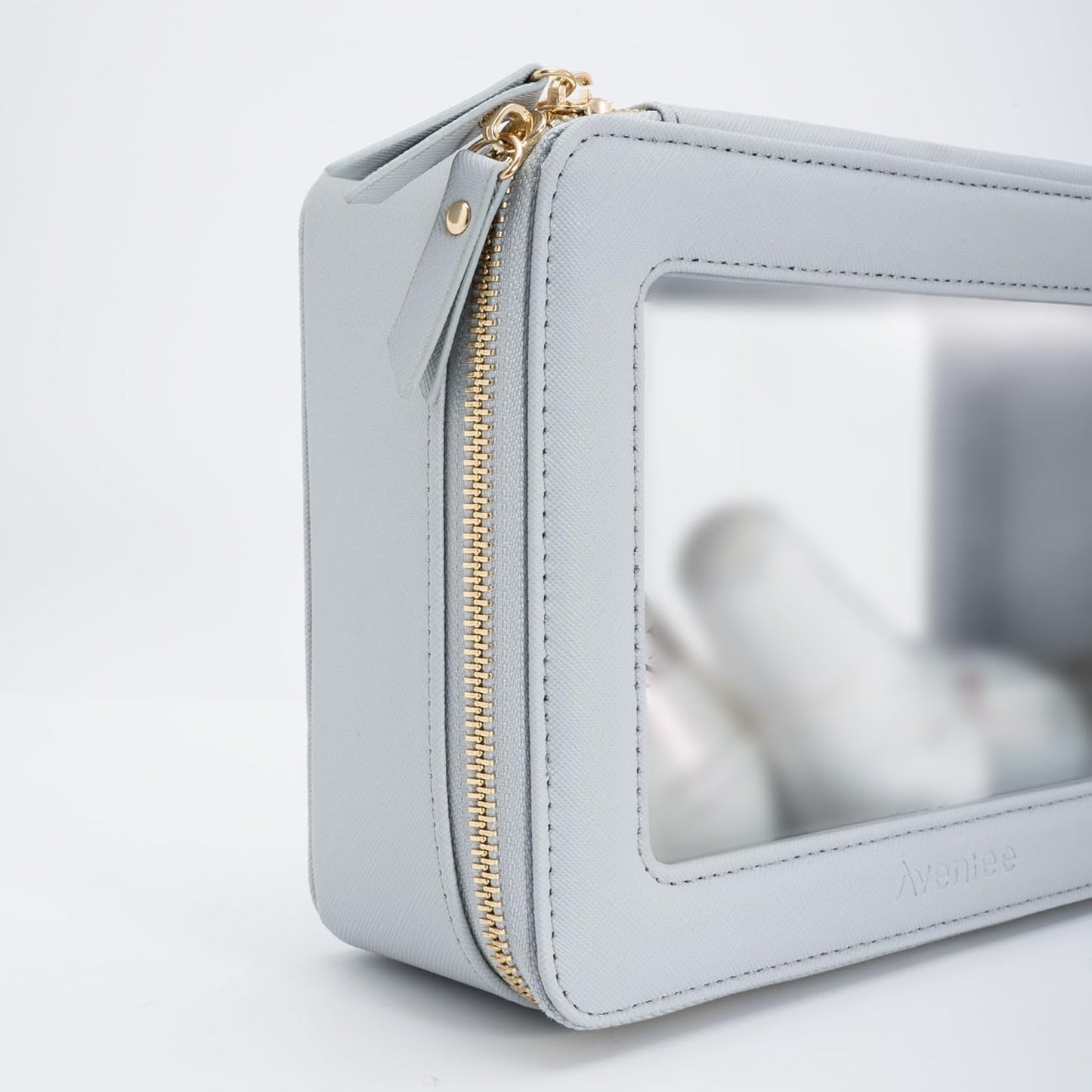 Aveniee Clear Makeup Bag Organizer, Travel Toiletry Bag for Women, Waterproof Cosmetic Pouch with Zippers,Car Organizers and Storage Case for Accessories,Blue