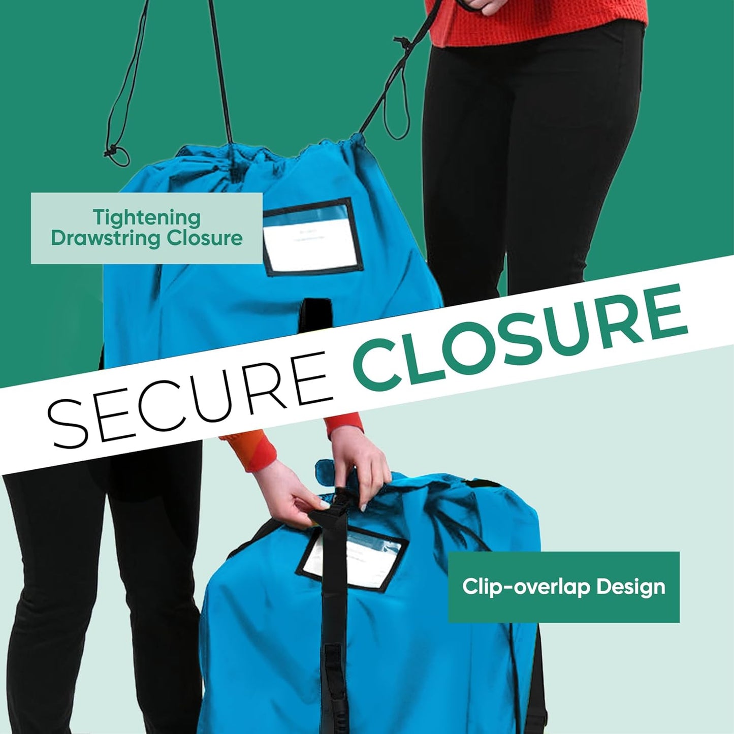 reperkid Car Seat Travel Bag for Airplane, Black and Green, 33" H x 18" W x 18" D, Fits Most Convertible, Booster and Infant Car Seats – Premium Waterproof Cover, Adjustable Shoulder Strap