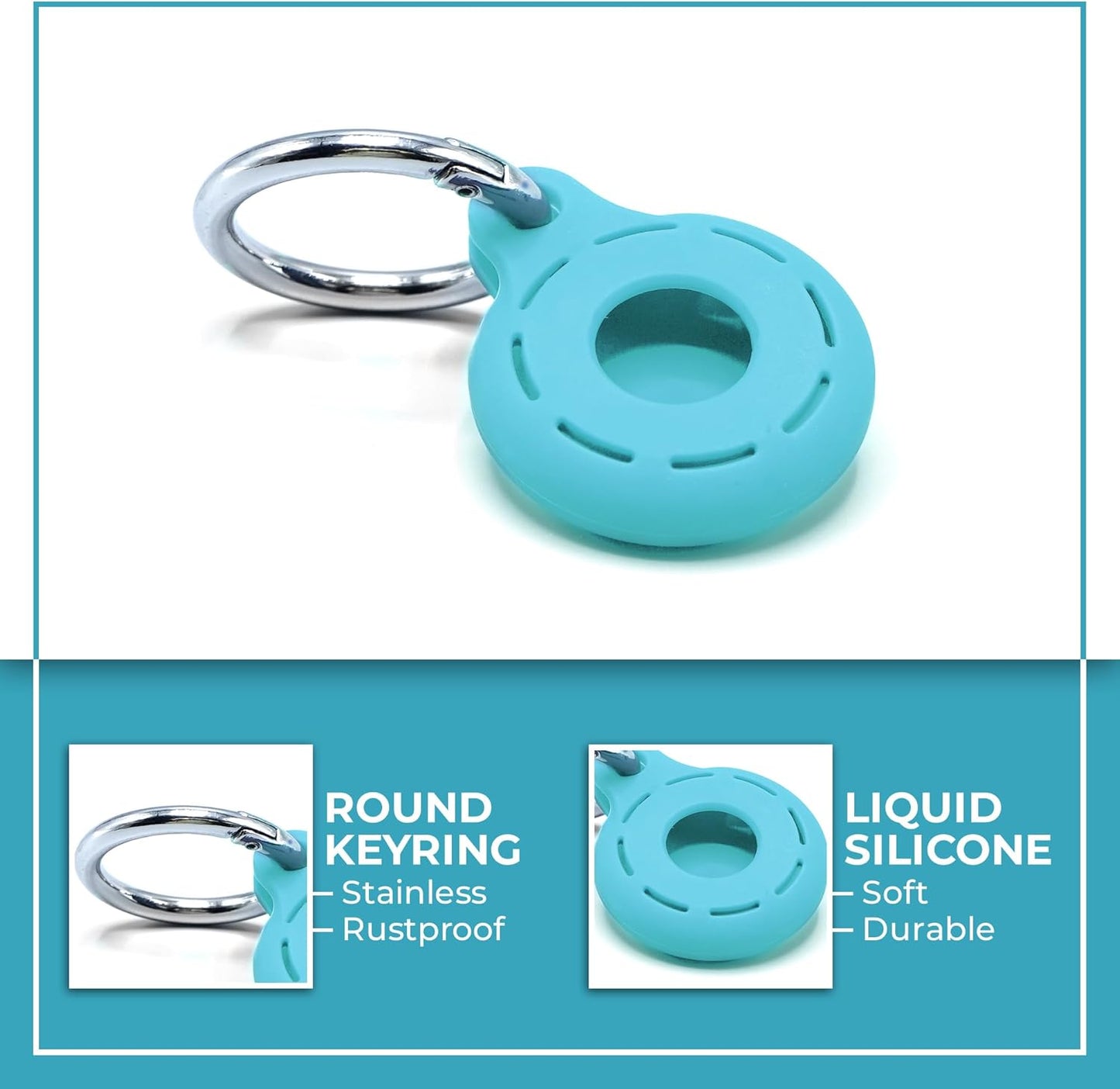 Airtag Holder and Keychain - 4 Pack Silicone Case Compatible with Apple Airtag (Orange, Teal, White, Pink)