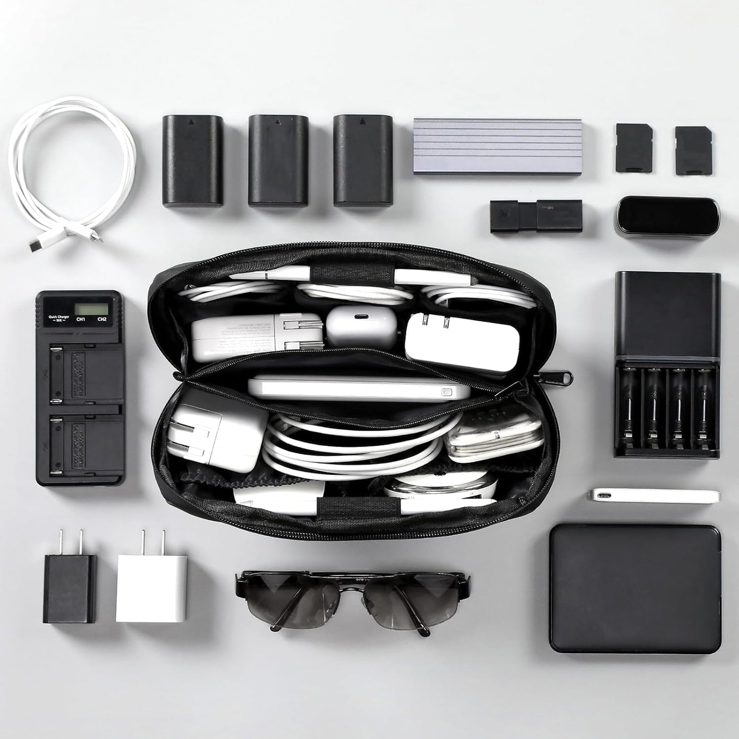 RIGHT AWAY Electronic Organizer,Waterproof Travel Accessories Storage, Tech Pouch for Cord, Power bank, Airpods, Daily Items